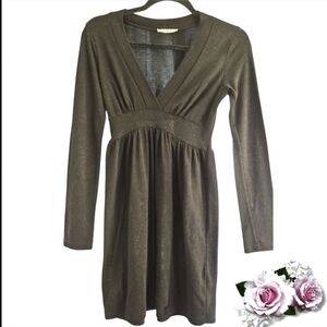 Y2K Forever 21 Black Long Sleeve Mini Dress Tunic V Neck and Empire Waist. Small